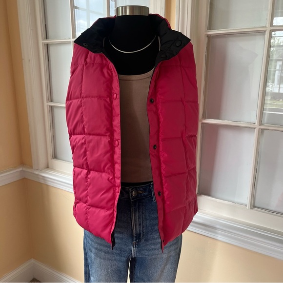Vintage L.L. Bean reversible down vest pink black M - Picture 10 of 15